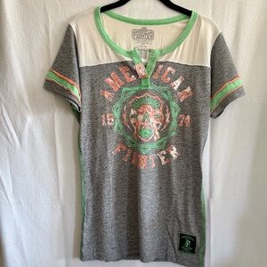 American Fighter Gray and Mint Affliction T-Shirt Size Large
